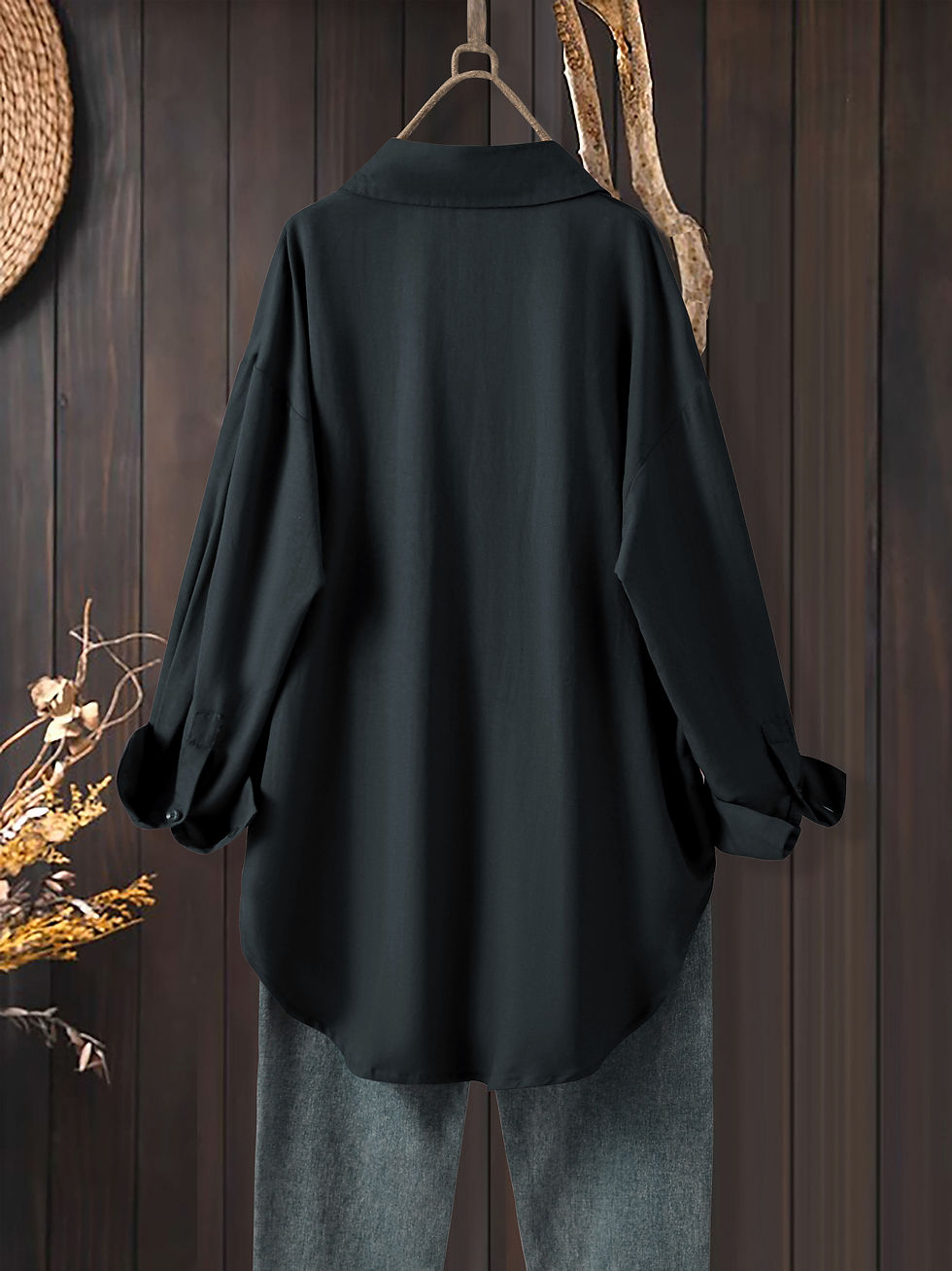 Thumbnail: Plus Size Women's Shirt – Oversized Casual Blouse for Curvy Girls, Flowy & Sli