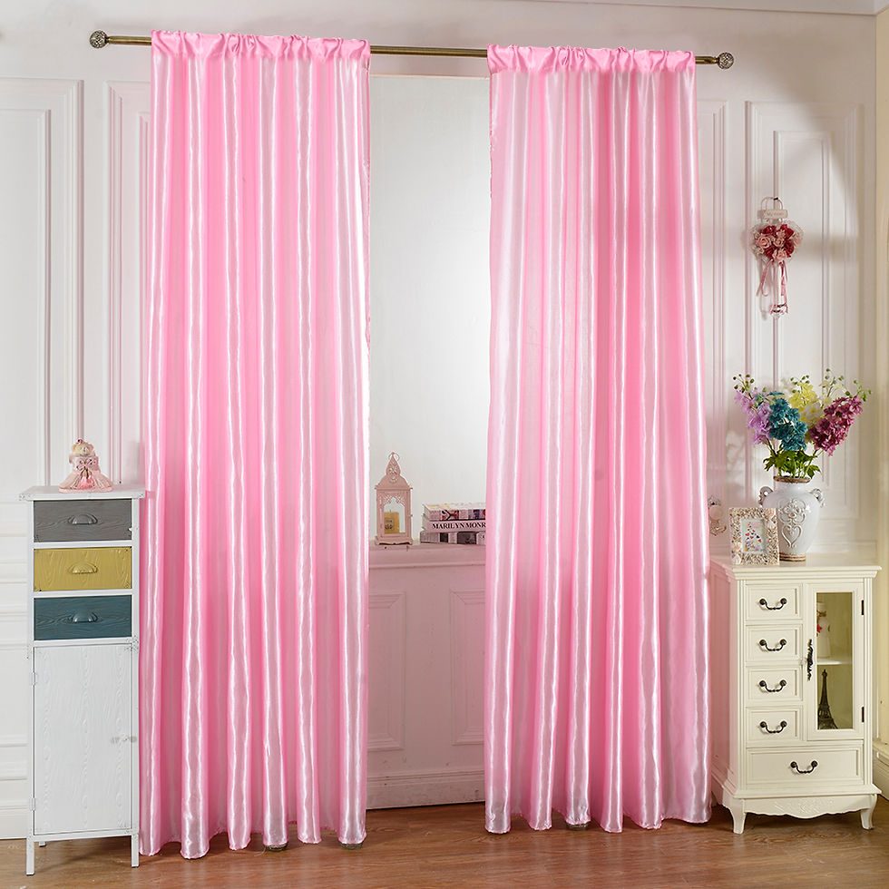 Thumbnail: 1PC solid color five beauty satin pole curtain, suitable for decorating living r