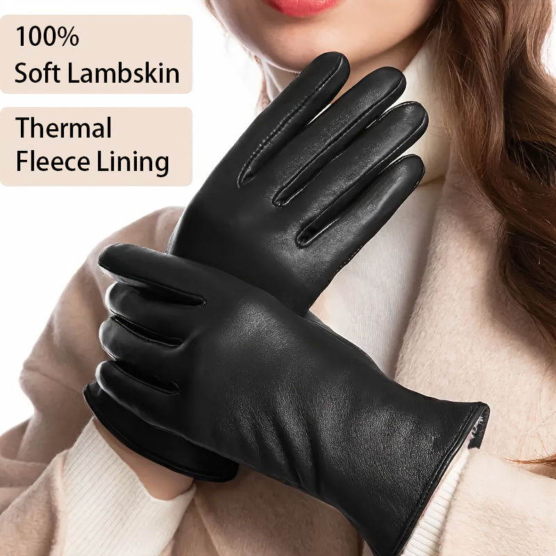 Thumbnail: Women's Soft Lambskin Winter Gloves with Fleece Lining - Touchscreen Compatible 