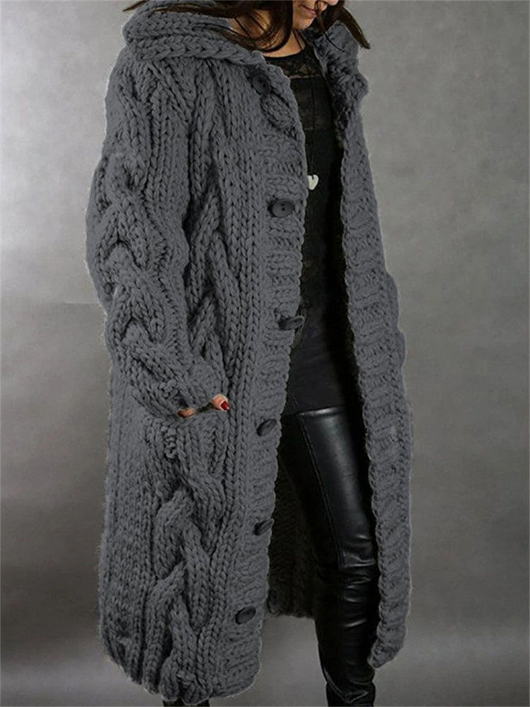 Thumbnail: Oversized Cardigan Women Autumn Winter Thick Long Knit Sweater Cardigan Female V
