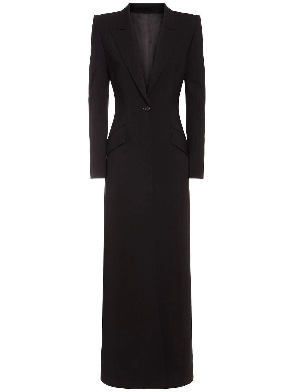 Thumbnail: OUDINA New Simple Temperament Elegant One-Button Extended Slim Fit Long Black Bl