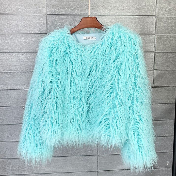 Thumbnail: ZADORIN Colorful Boho Furry Faux Fur Coat