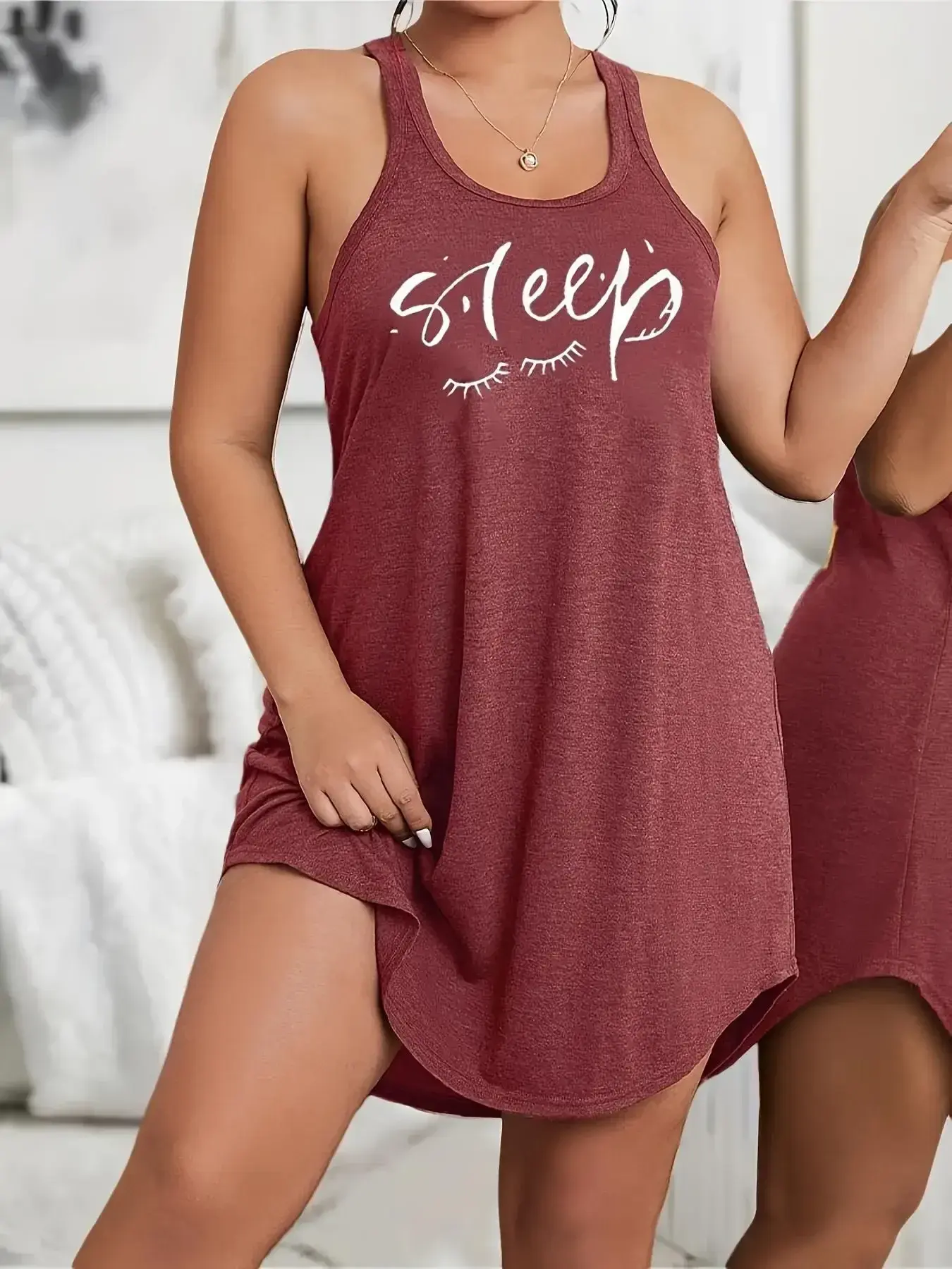 Plus Size Women 1XL-5XL Fashion Scoop Summer Relaxed Fit Cute Dress Women's Cas