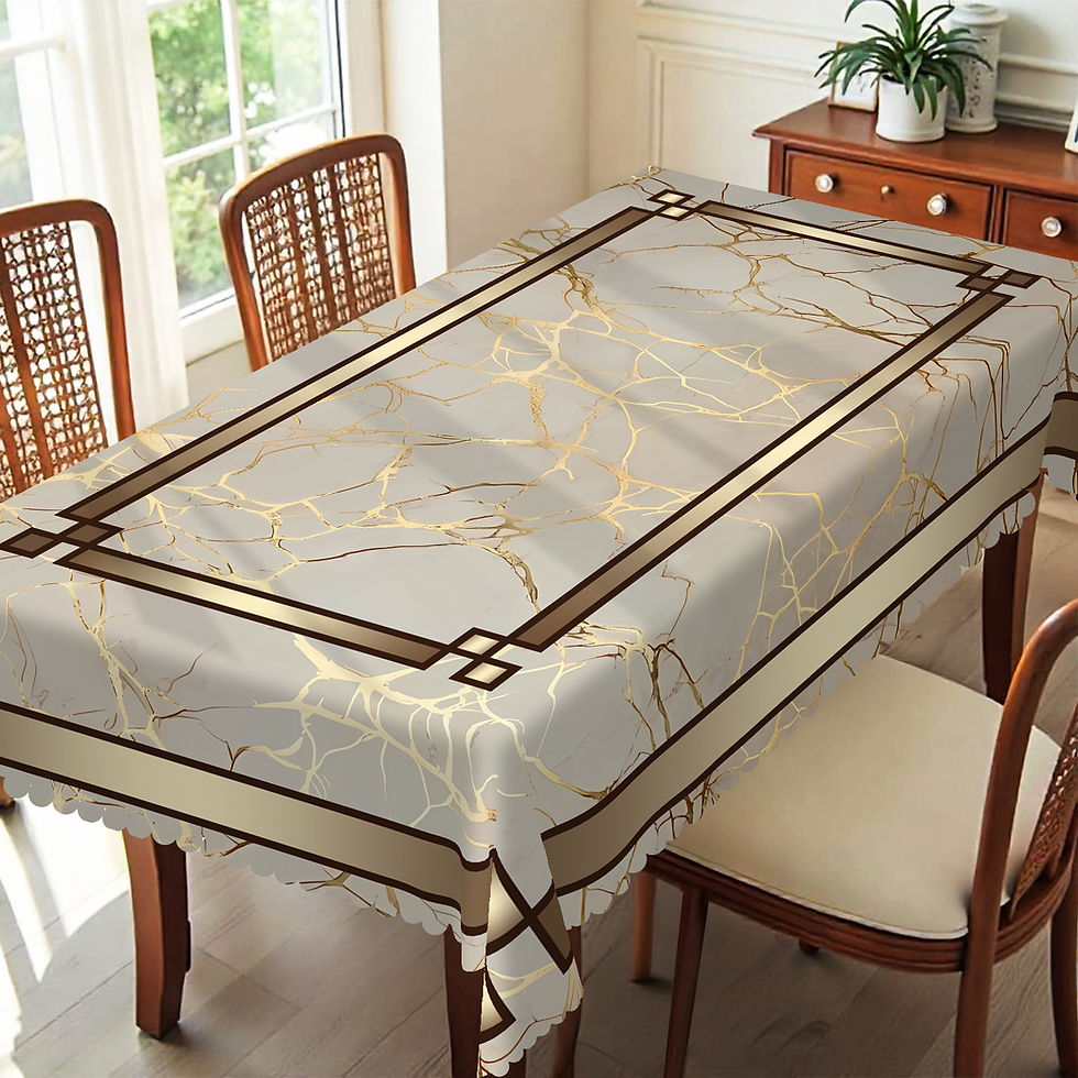 Thumbnail: 1 Piece, Elegant Dark Gold Marble Texture Tablecloth + 4 Self-Adhesive Stickers,