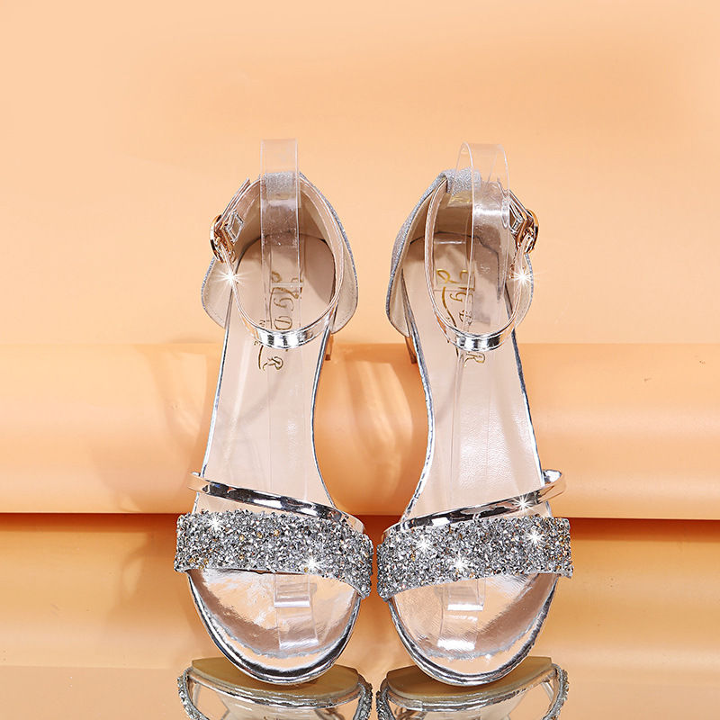 Thumbnail: 2024 New Fashion Women's Sandals Gold and Silver Low Heel Casual Shoes Women Ope