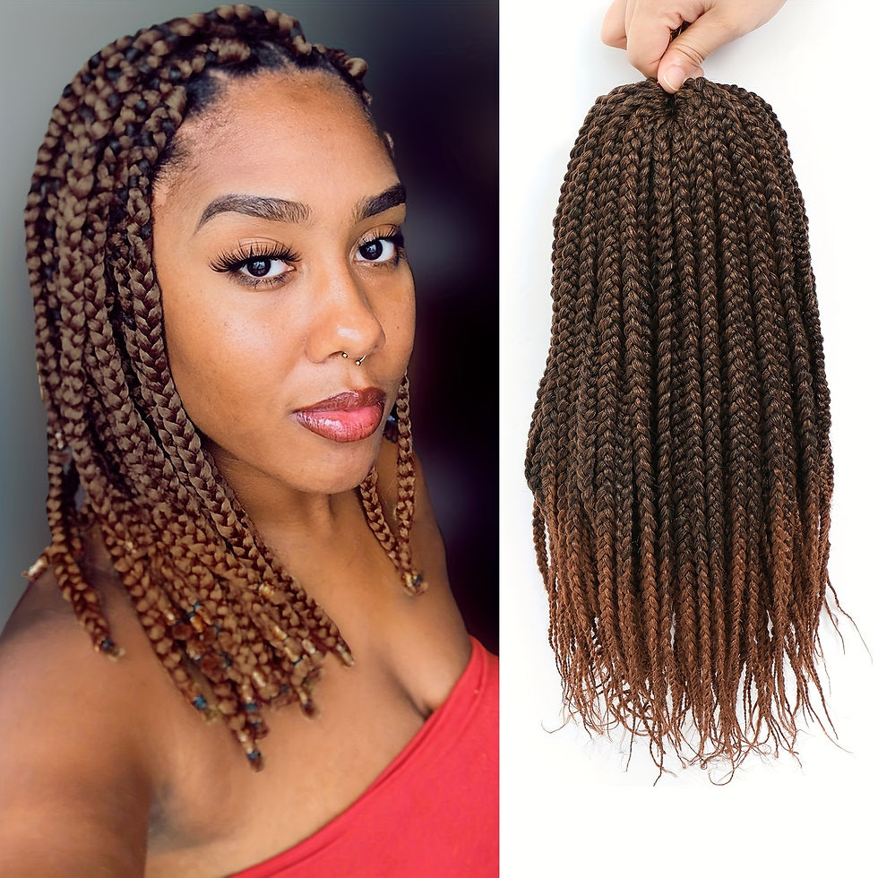 Thumbnail: 12-Inch Box Braids Crochet Hair, Available in 3 Packs with 72 Strands. Pre-Loope