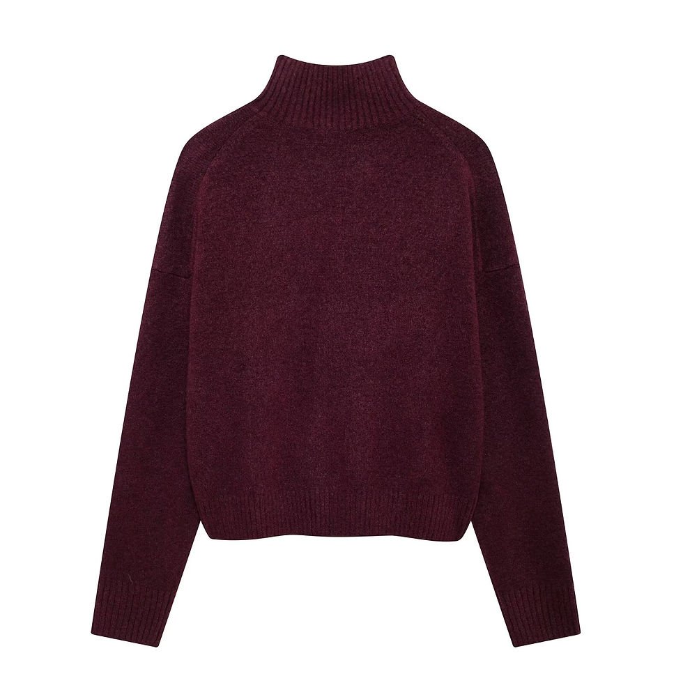 Thumbnail: HH Women Vintage Burgundy Turtleneck Sweater Casual Long Sleeve Knitted Pullover