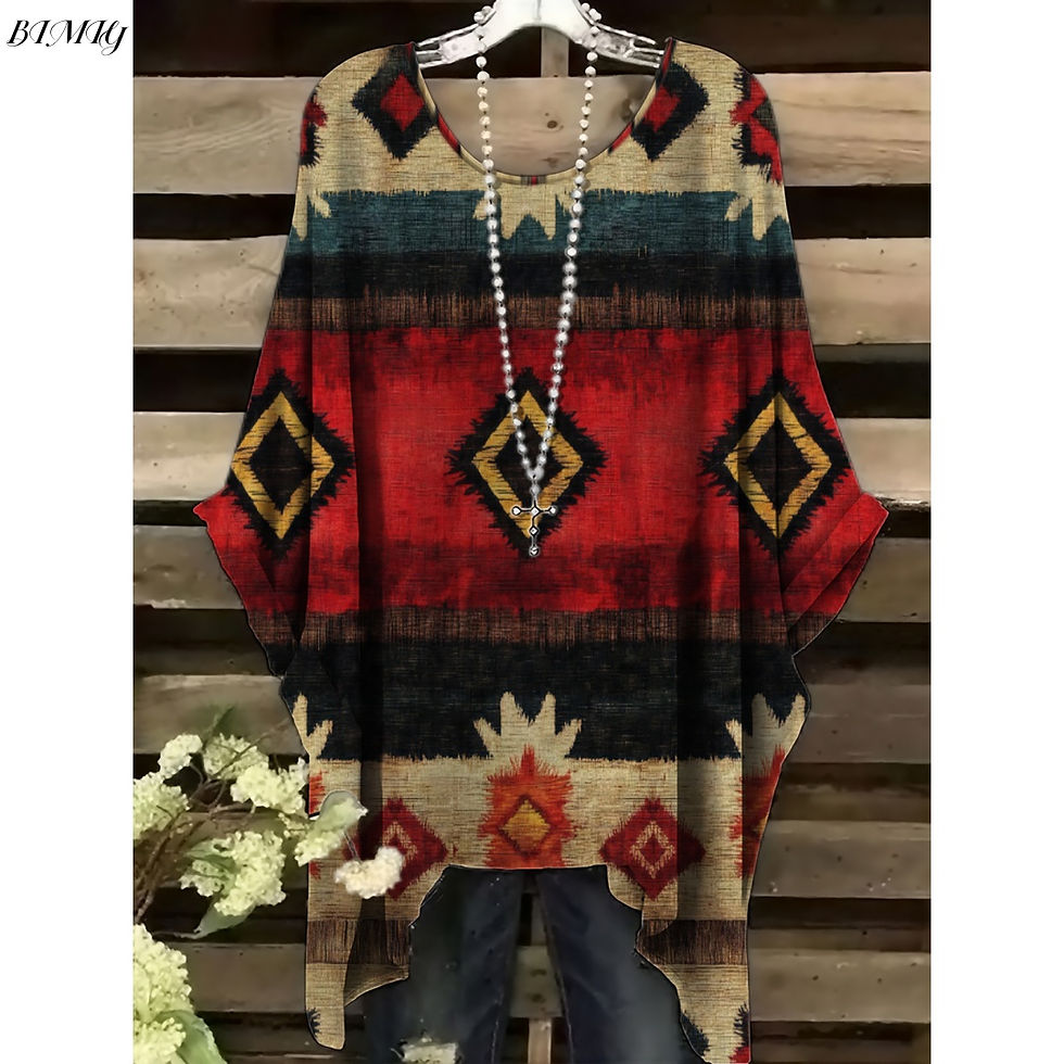 Thumbnail: Bohemian Floral Tunic Plus Size Women's Bohemian Floral Print Tunic T-Shirt Shor