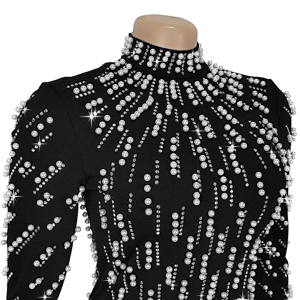Thumbnail: Temperament Elegant Party Diamond Pearl Long Bodycon Dress Women O Neck Long Sle