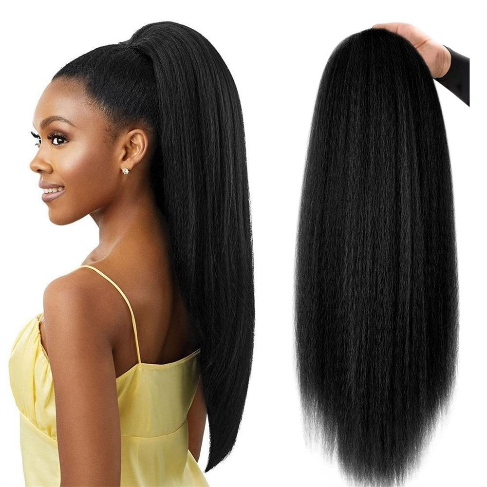 Synthetic Yaki Straight Drawstring Ponytail 26 Inches Drawstring Pony Tail Kinky