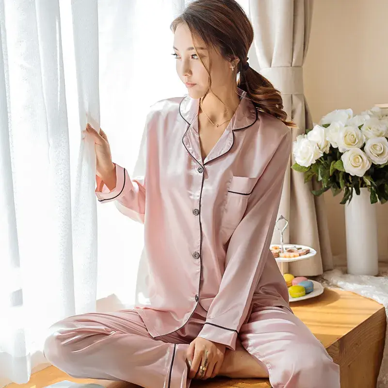 Thumbnail: Womens Silk Satin Pajamas