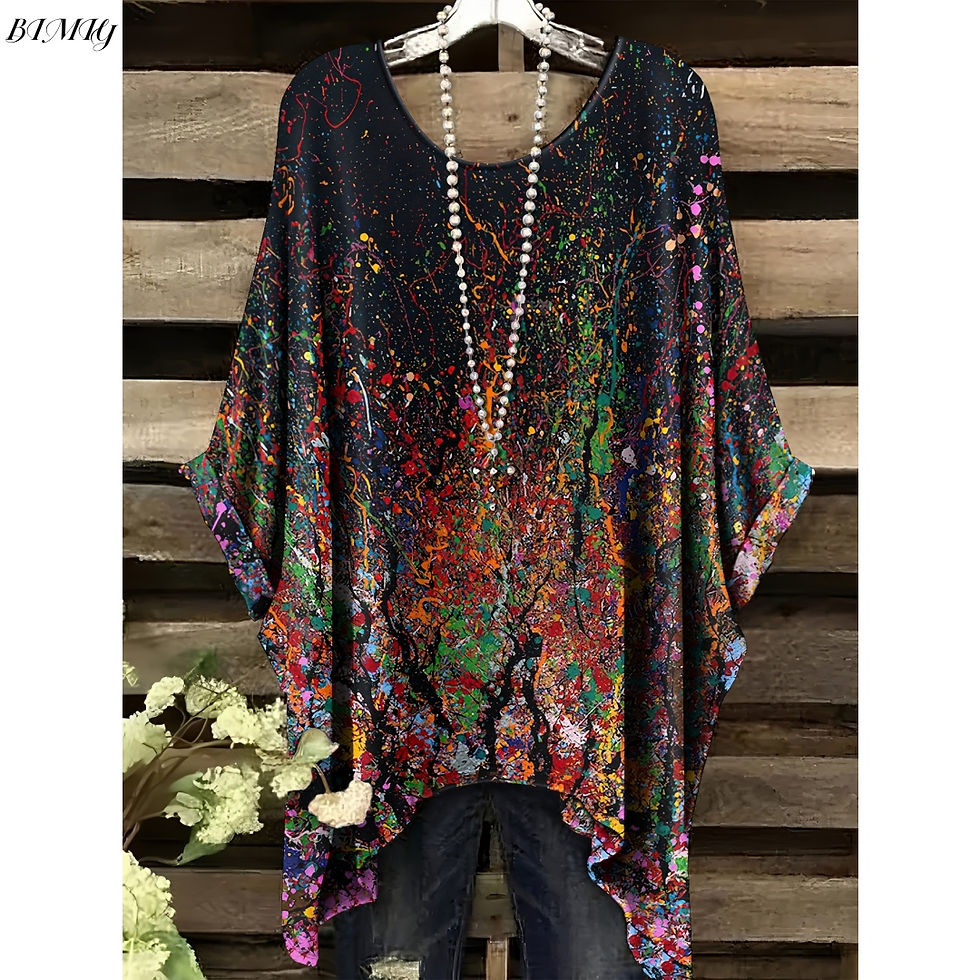 Thumbnail: Bohemian Floral Tunic Plus Size Women's Bohemian Floral Print Tunic T-Shirt Shor