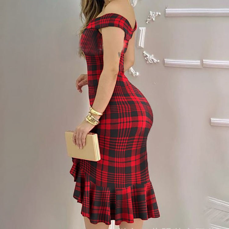Thumbnail: Elegant Off Shoulder Club Casual Dress Ladies