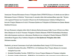 Jaarmiyaa WBO Waliigalaa Gaafatamaa waajjira Dhimmoota Waraanaa waliigalaa irraatti ramaddii mirkaneessee. 