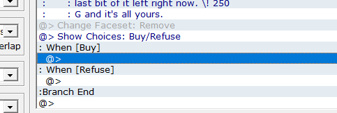 Show Choices event command in the event page