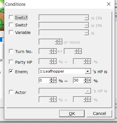 Battle event condition example