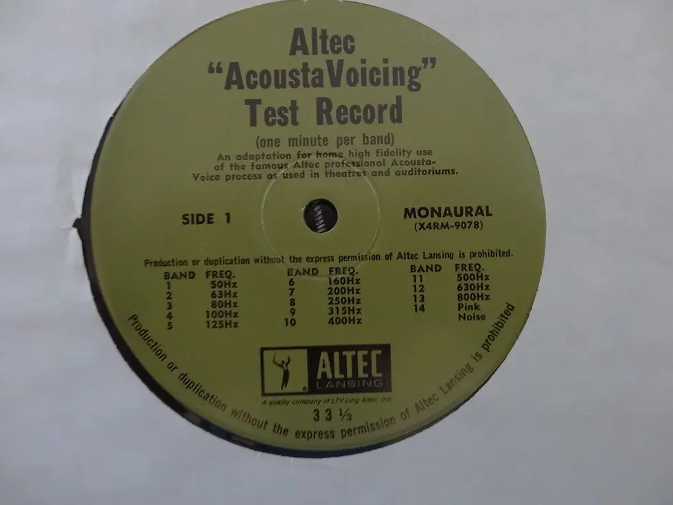 Thumbnail: Altec Lansing Acousta-Voicette Mono Frequency Sweep Test Record LP Vinyl