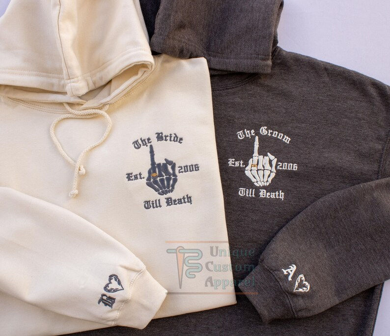 Till Death Goth Style Bride and Groom Hoodies