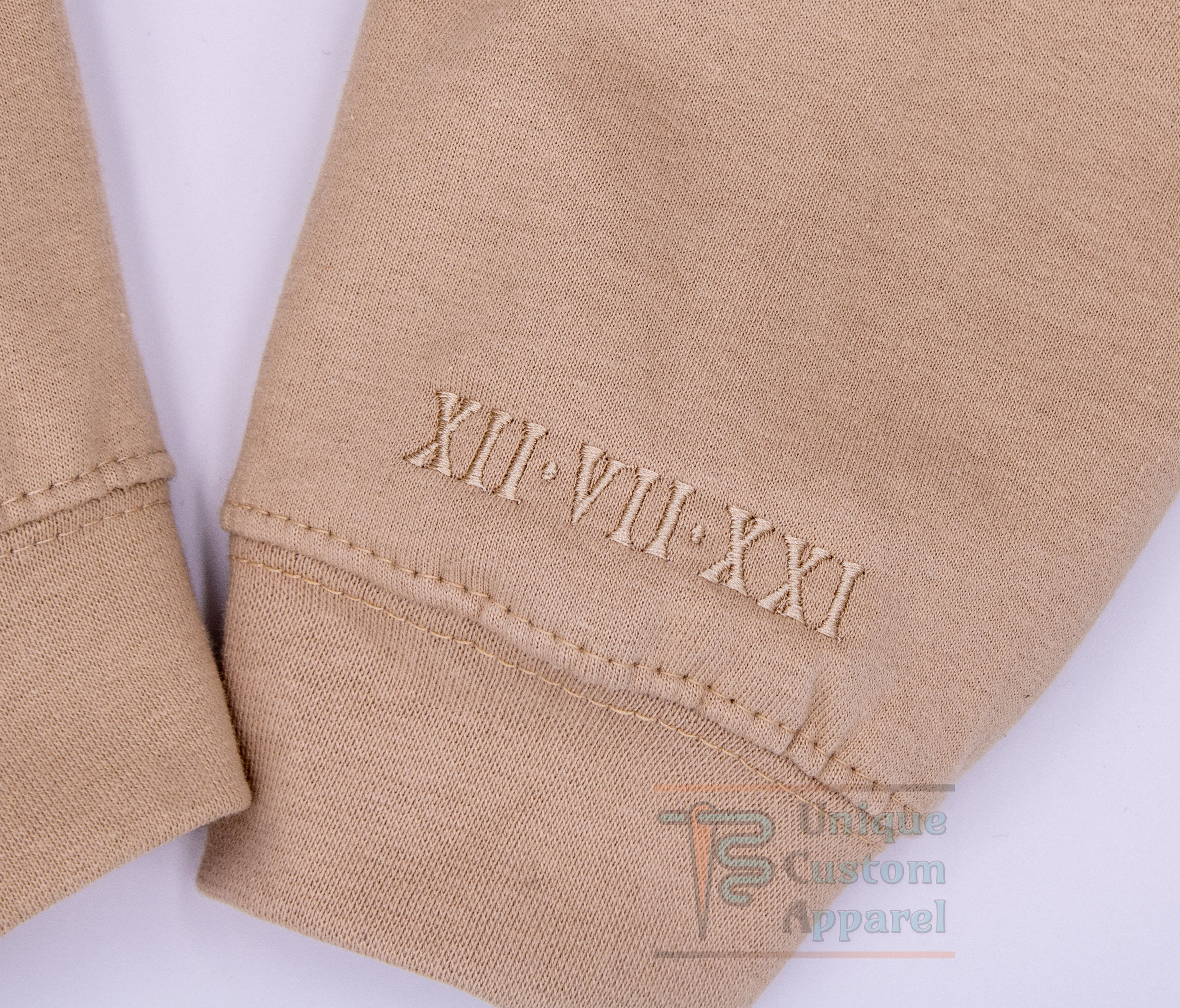 Subtle Roman Numerals Date on the Sleeve Anniversary Sweatshirt