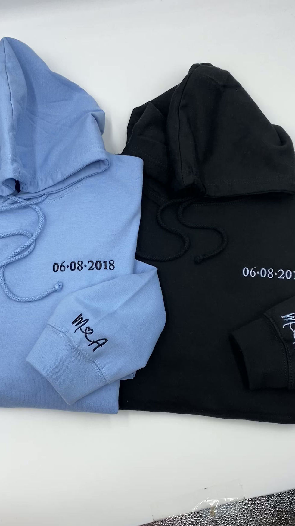 Thumbnail: Anniversary Date Hoodie with Elegant Cursive Initials Separated by a Heart