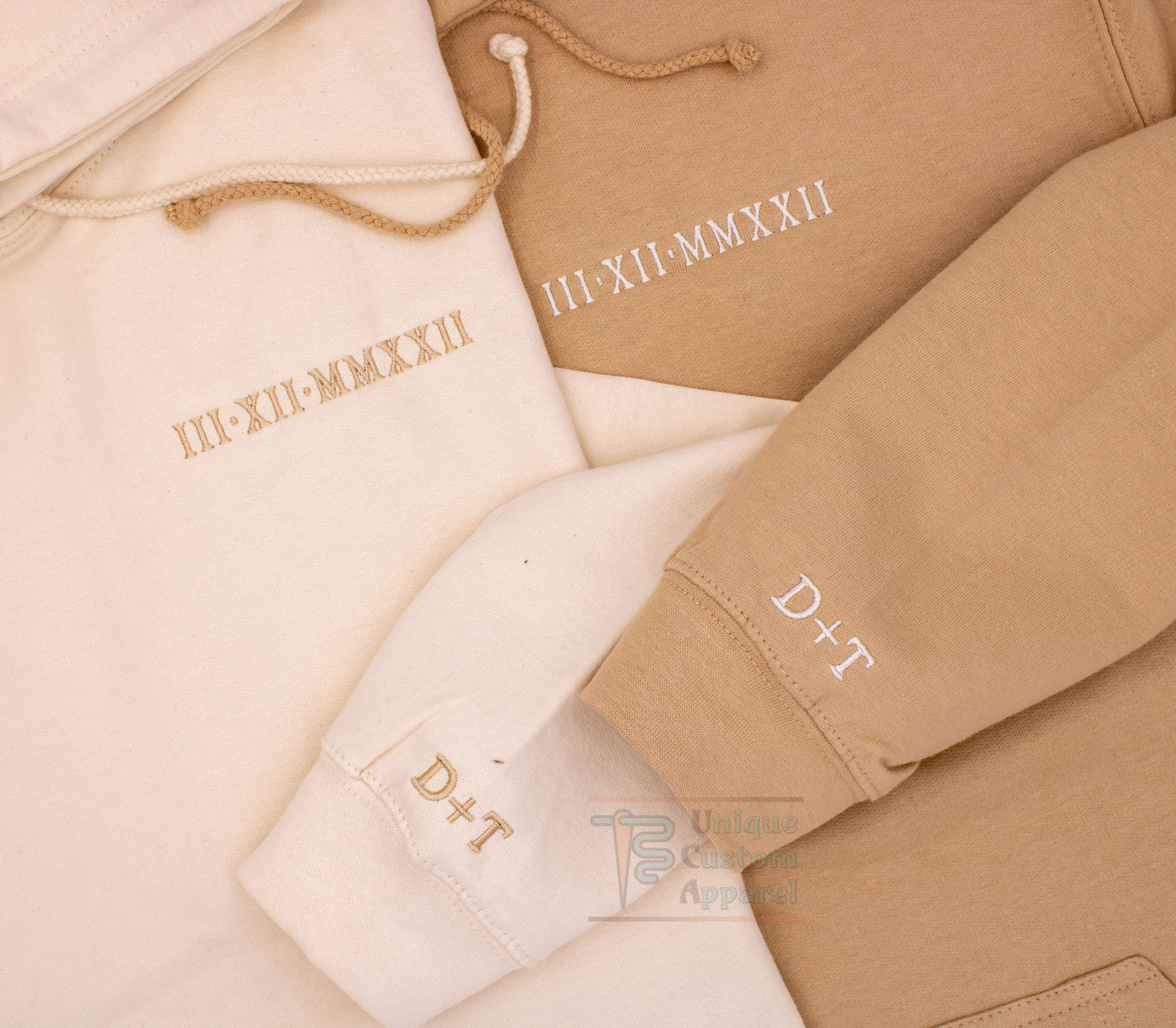 Roman Numerals Anniversary Hoodie or Sweatshirt with Plus Sign between Initials