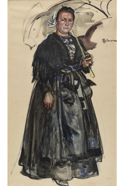 Lucien SIMON, Bretonne au parapluie