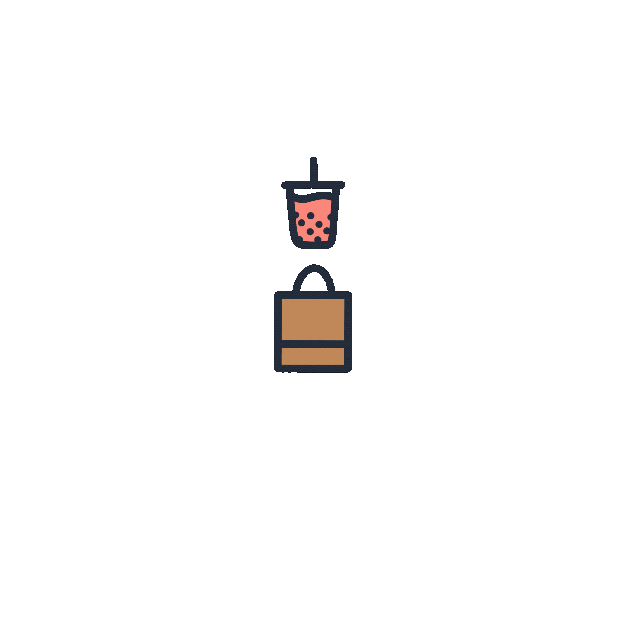 Animated boba drink moving up and down