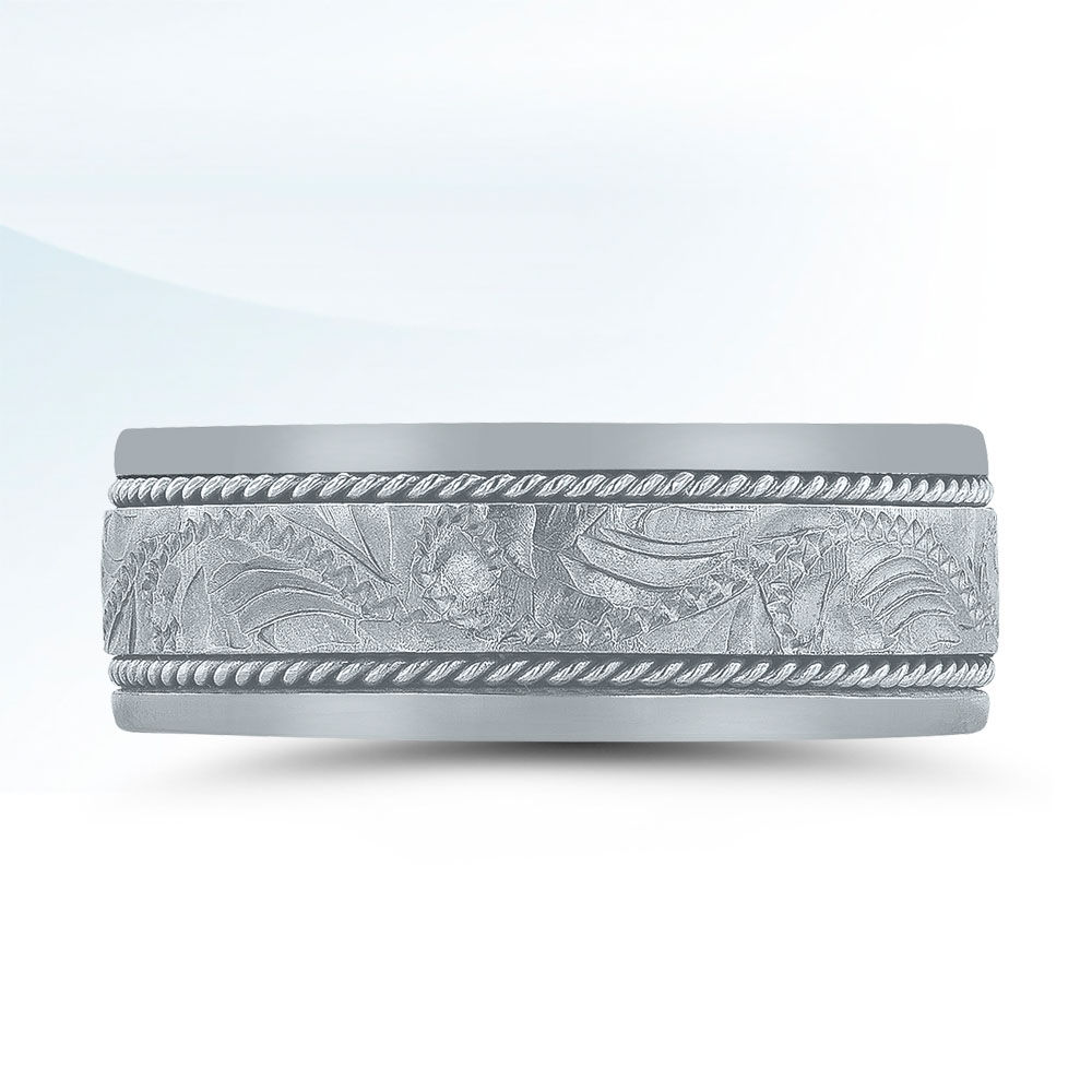 NOVELL N03091-ENGRAVED-WEDDING BAND-WHITE GOLD