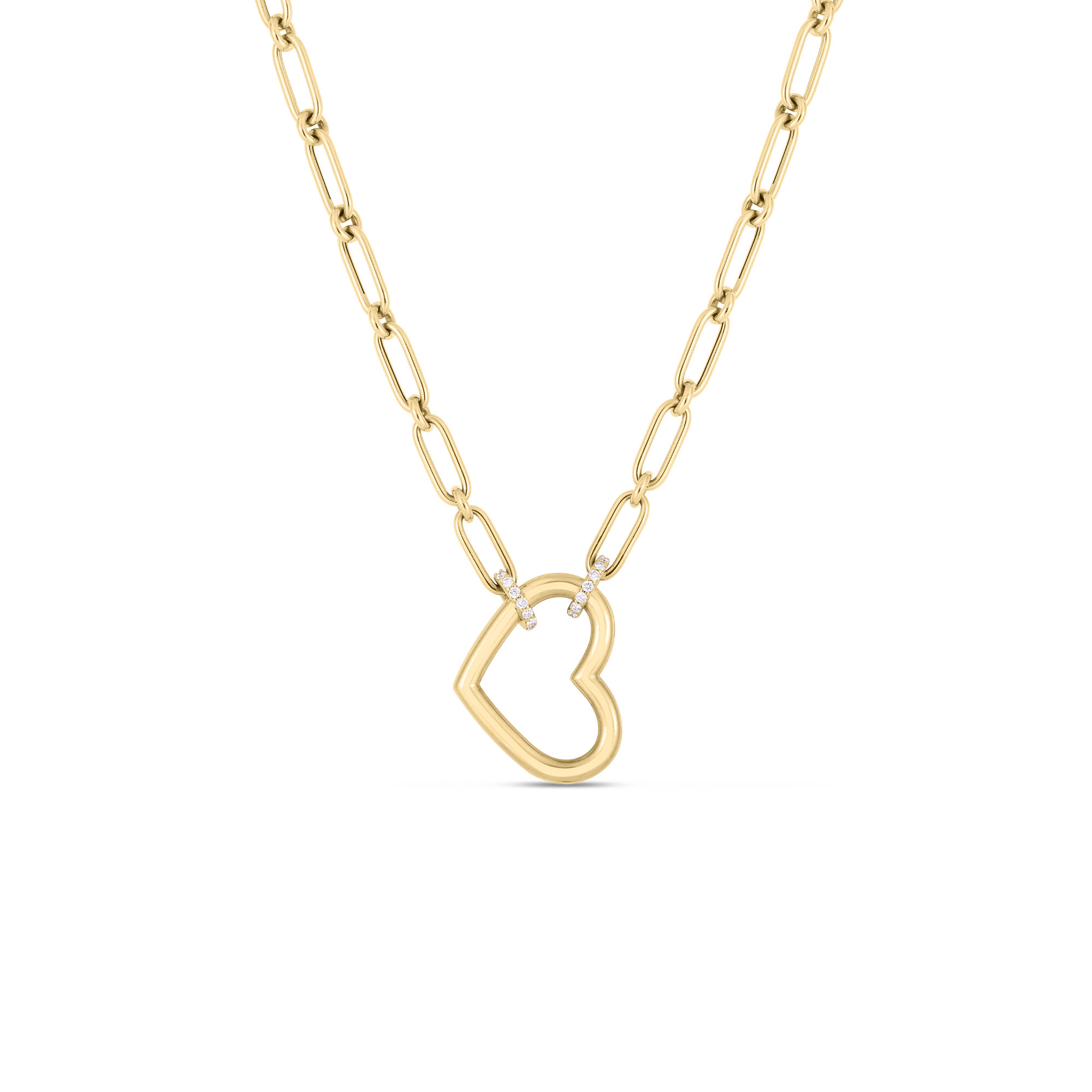 ROBERTO COIN CIALOMA GOLD & DIAMOND HEART NECKLACE
