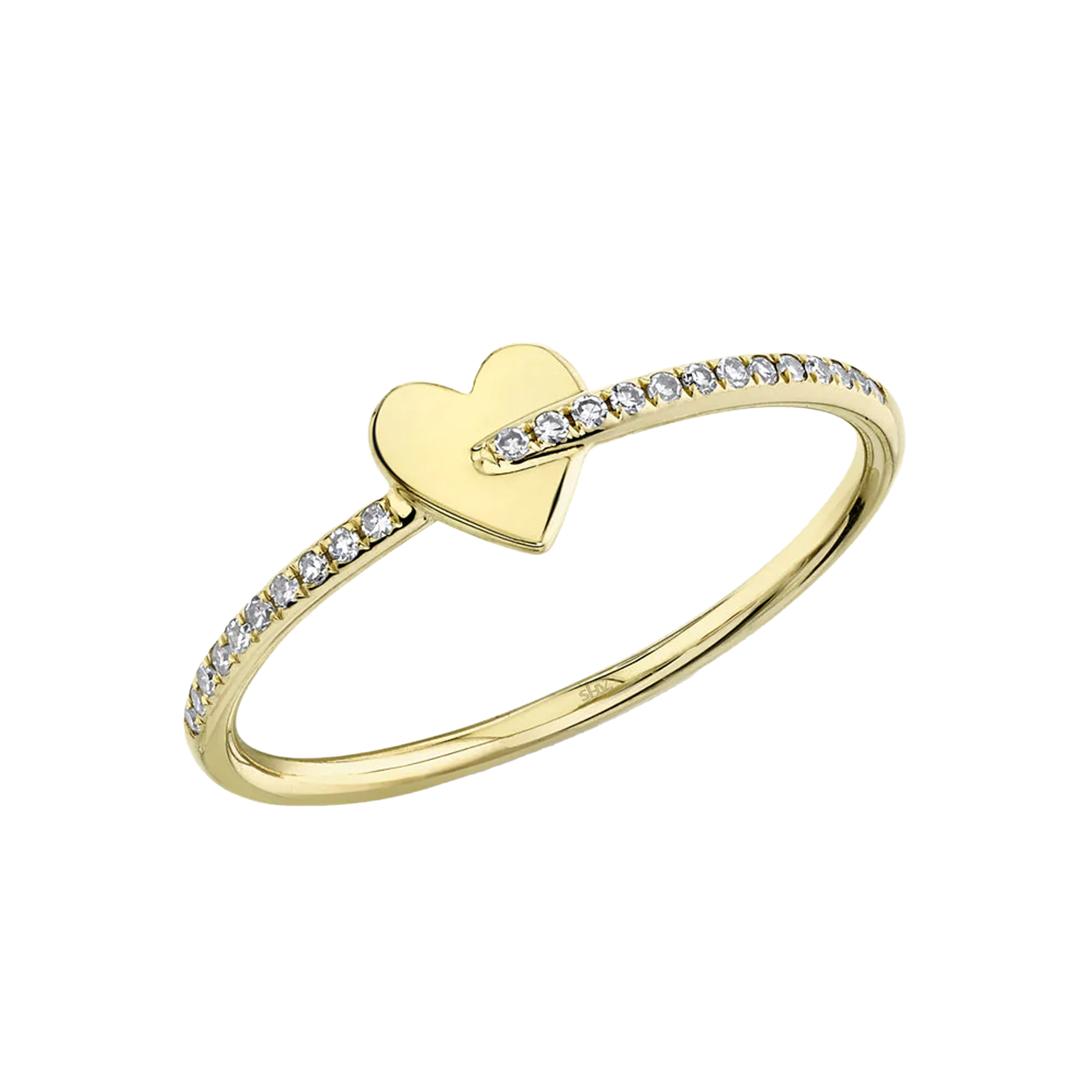 SHY CREATION 0.07CT DIAMOND YELLOW GOLD HEART RING