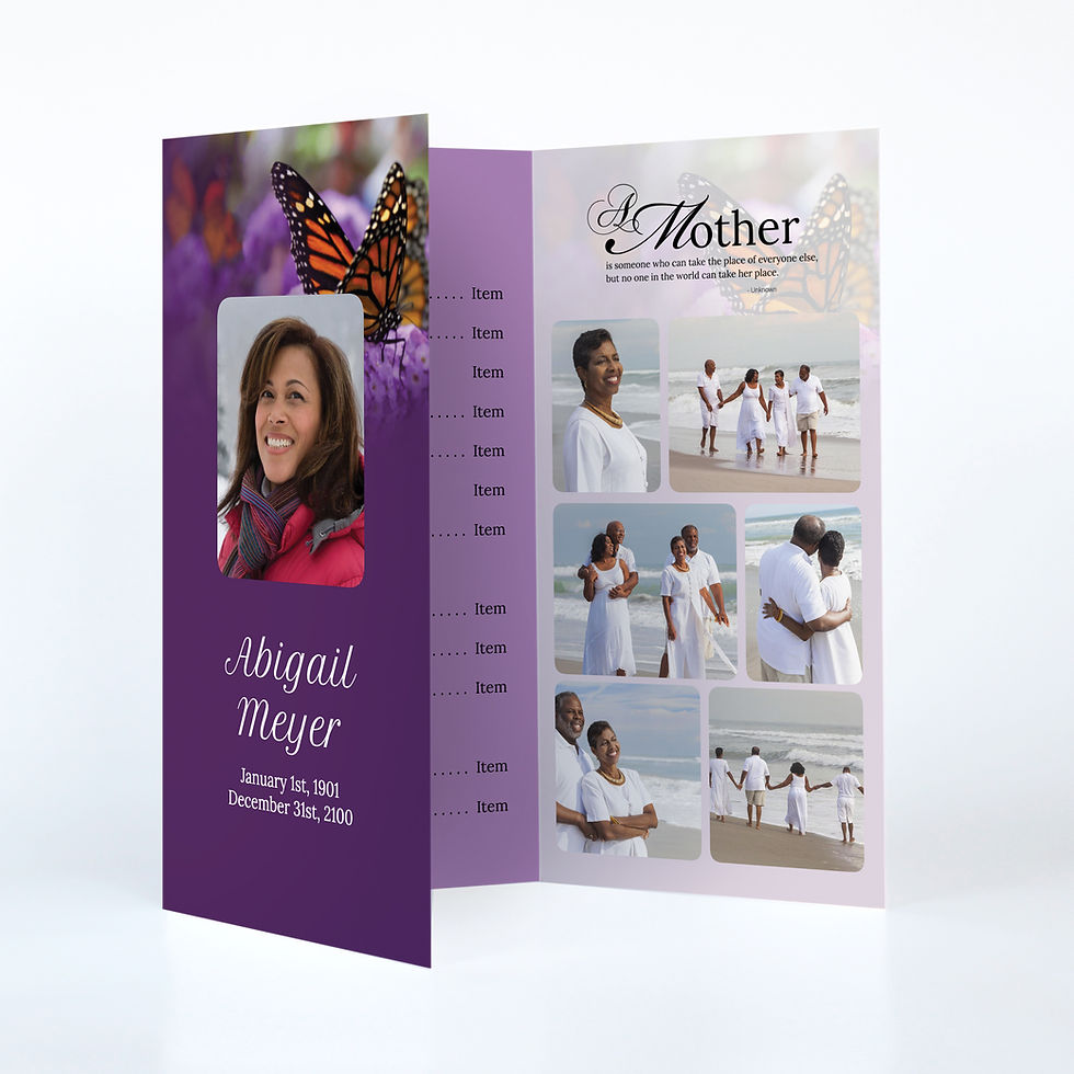 Sunset Software funeral stationery