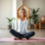 white female 30s doing yoga, detail, photorealistic, peaceful.jpg