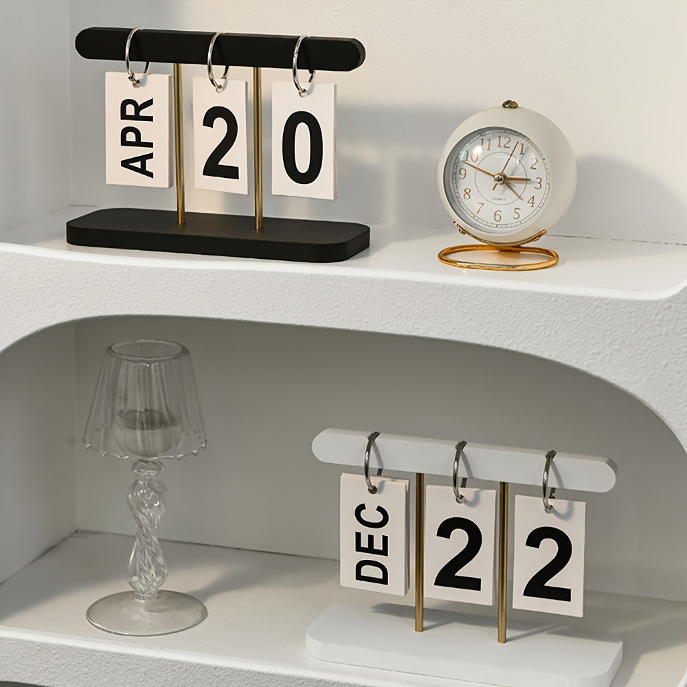 Nordic Style Page-Turning Desk Calendar – English Daily View, Durable Plastic