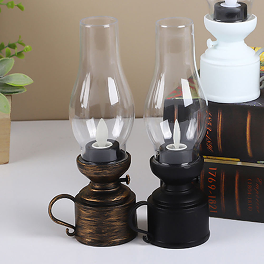 Vintage Kerosenes Lamp Halloween Night Light LED Flameless Candle Lamp Antique O