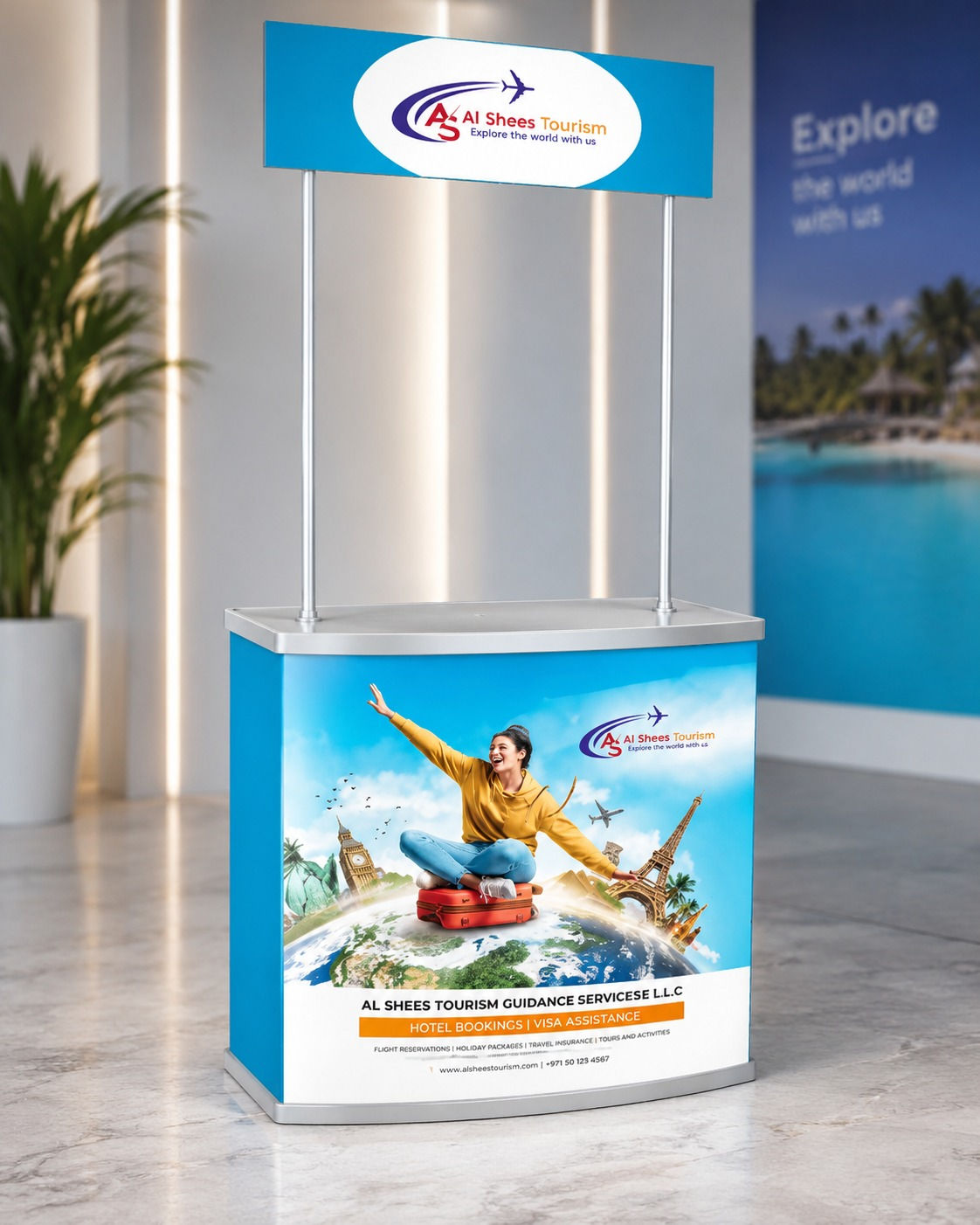 Portable Promotional Counter with Header