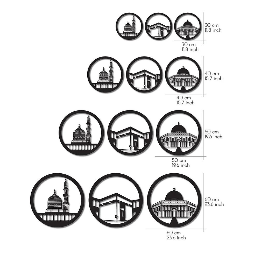 Thumbnail: Masjid Al Aqsa, Masjid Al-Haram, Masjid An-Nabawi Wall Art - Circular Design