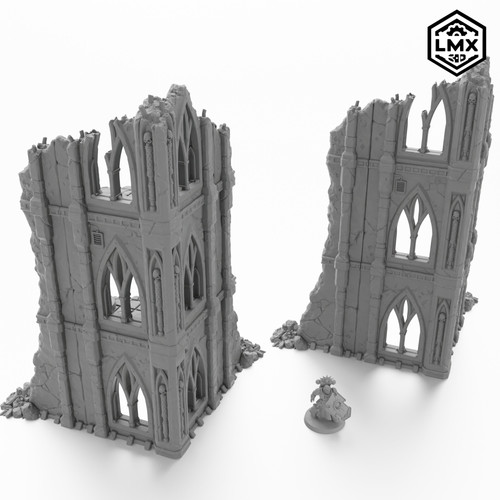 Ruins of the Empire -Wide Corner Gothic Tower Ruins | LMX 3D