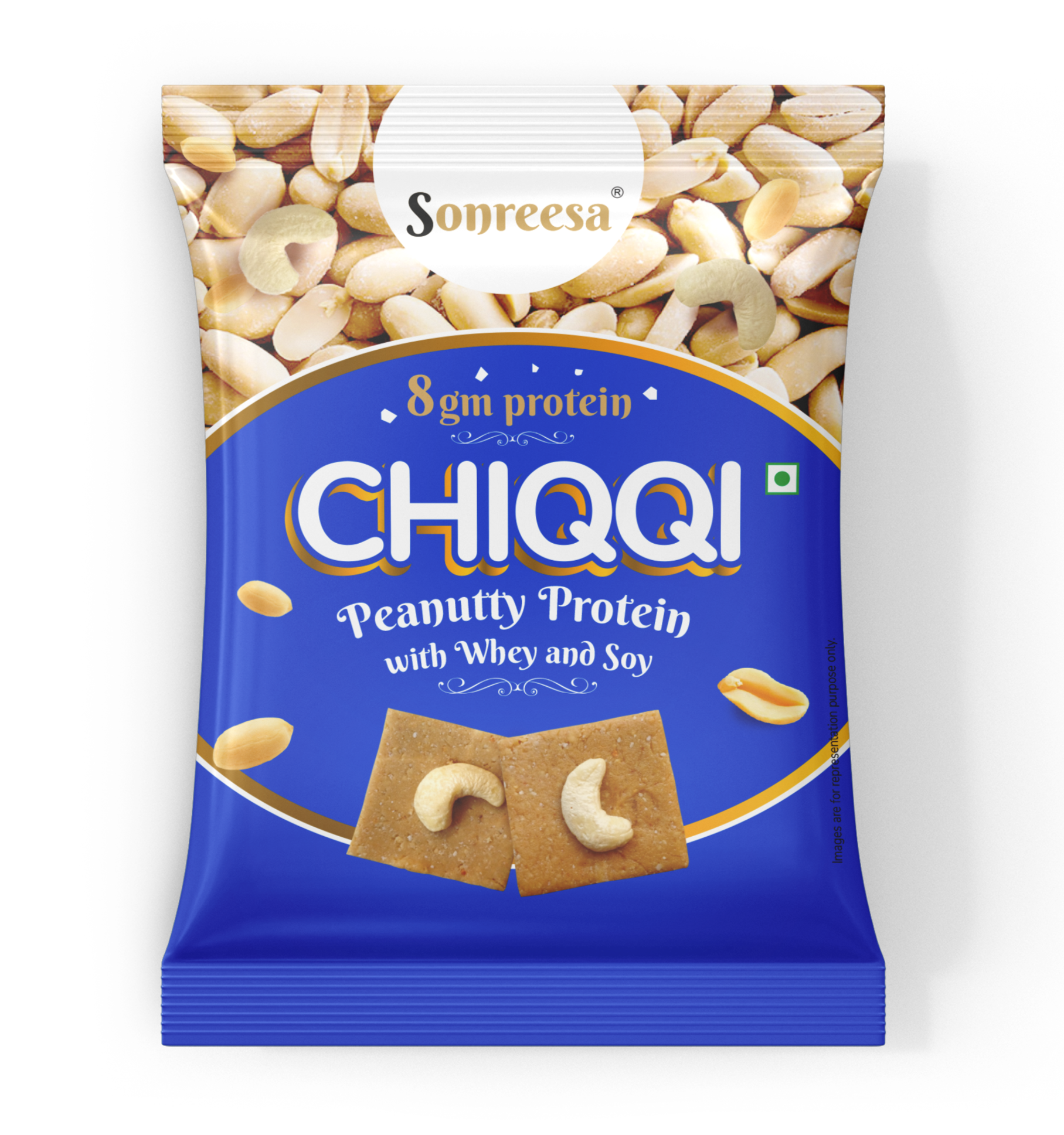 8gm Peanutty Protein Chiqqi with Whey and Soy Isolate (7pouches, 266gm)