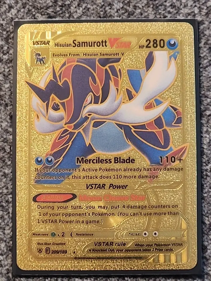 Pokémon Hisuian Samurott Vstar 209/189 Gold Foil Fan Art