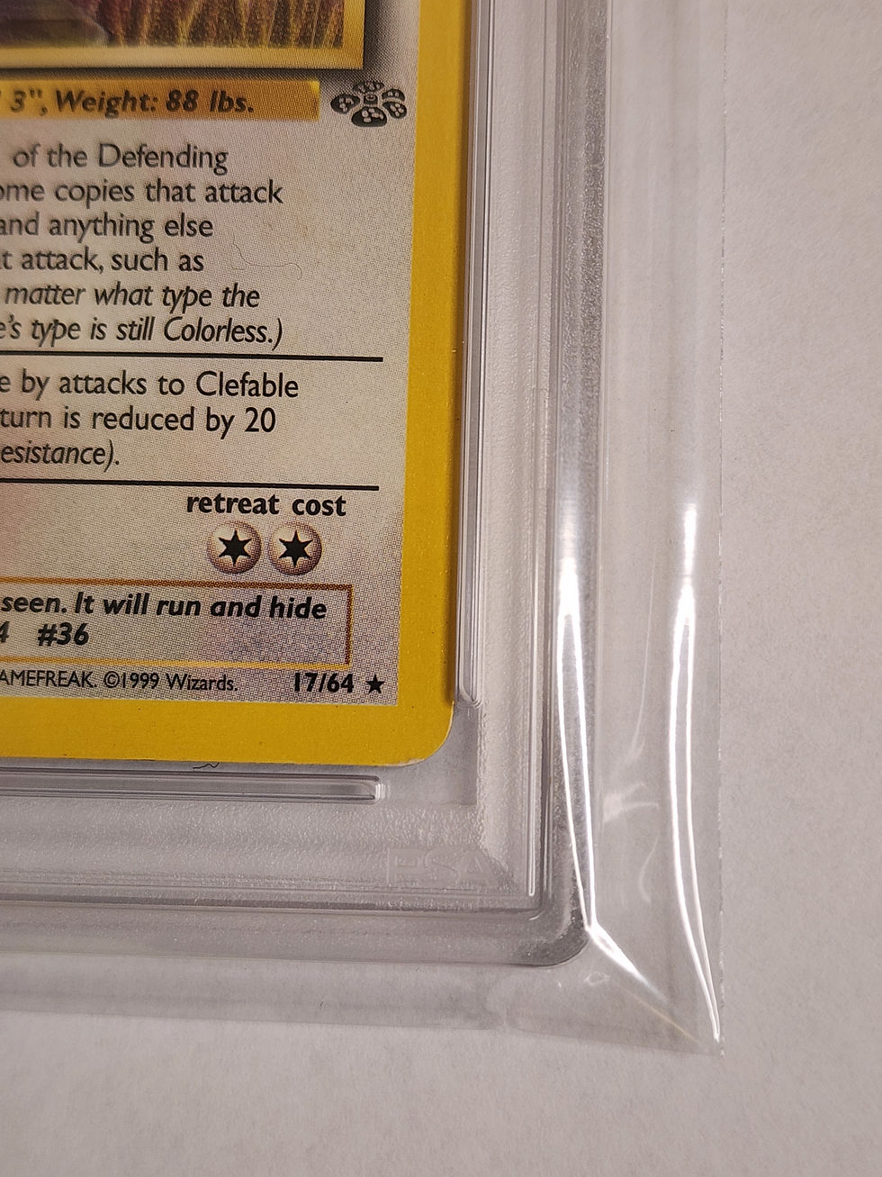 Thumbnail: Front Bottom Right of Pokémon Clefable 17/64 Jungle 1st Edition PSA 4