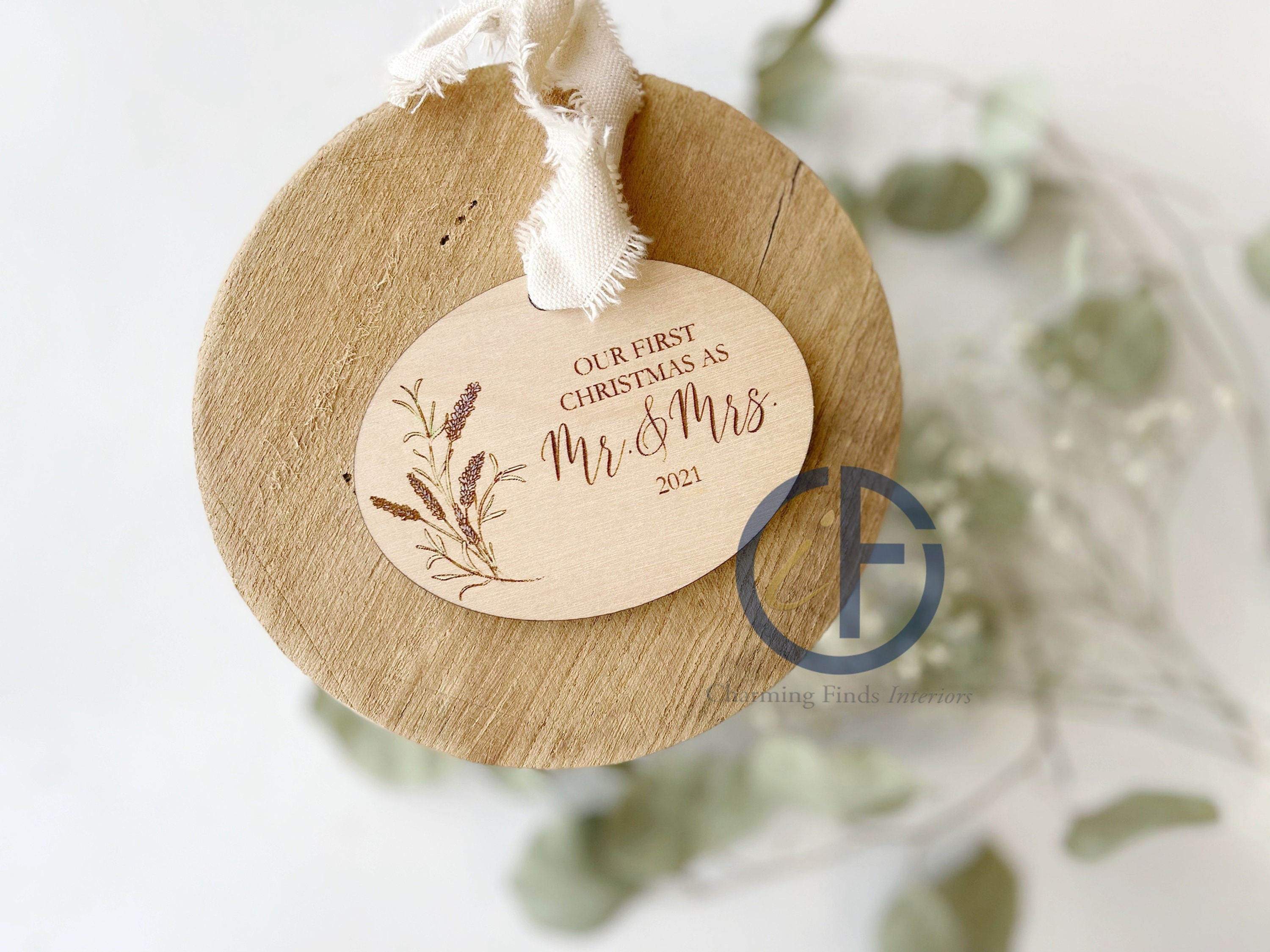 Frist Christmas as Mr. & Mrs. Oval Lavender Ornament