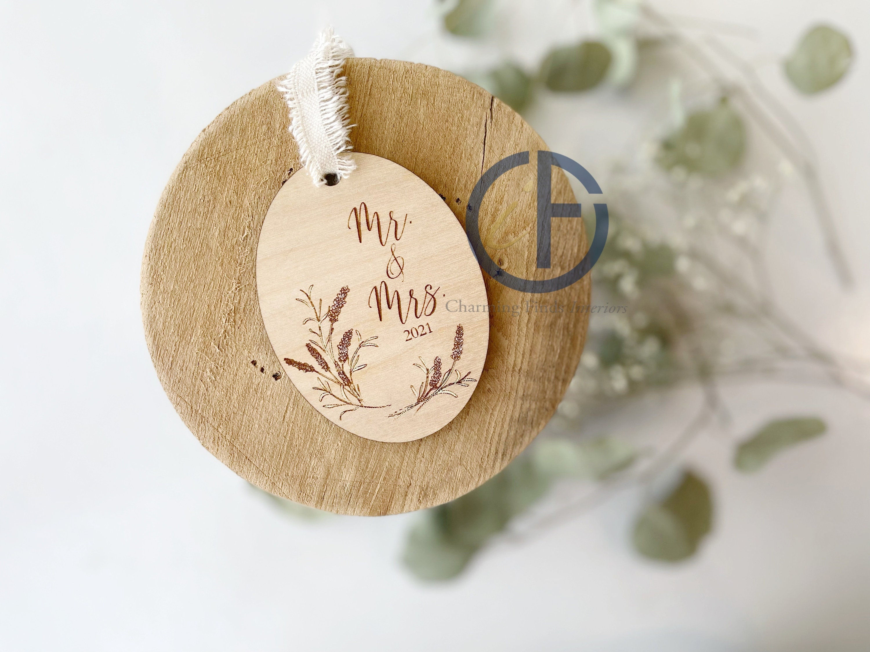 Mr. & Mrs. Oval Lavender Ornament