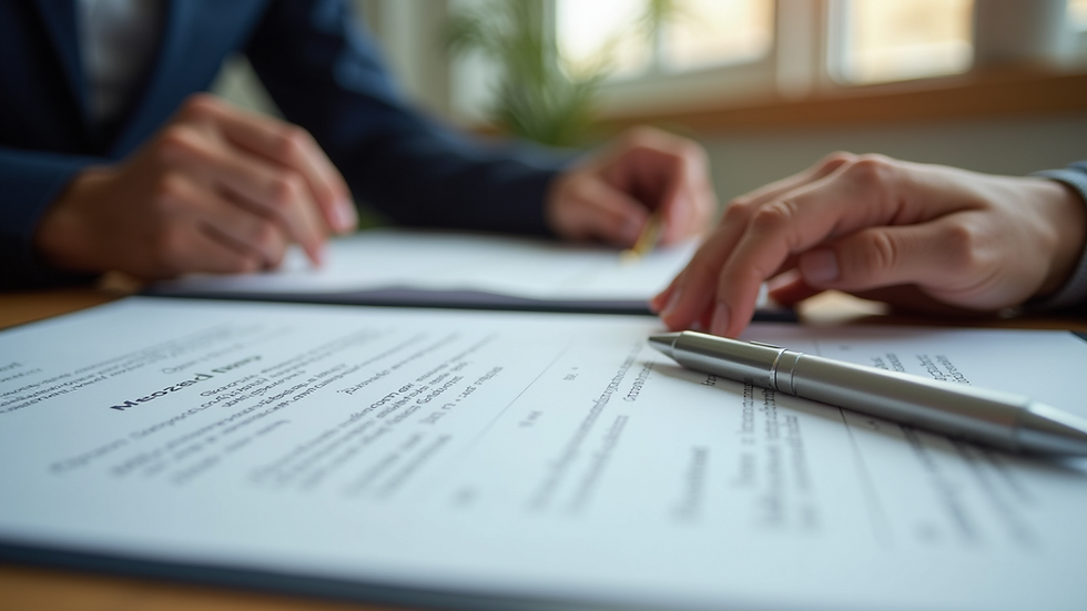 Close-up view of legal documents on a desk