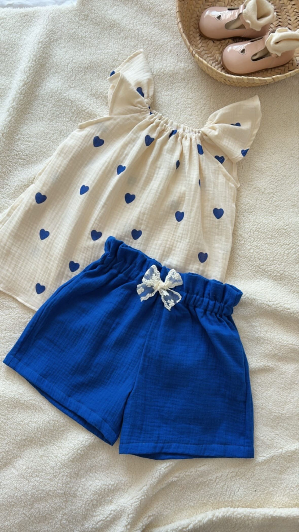 Thumbnail: Blouse manches courtes double gaze de coton  "Anita"