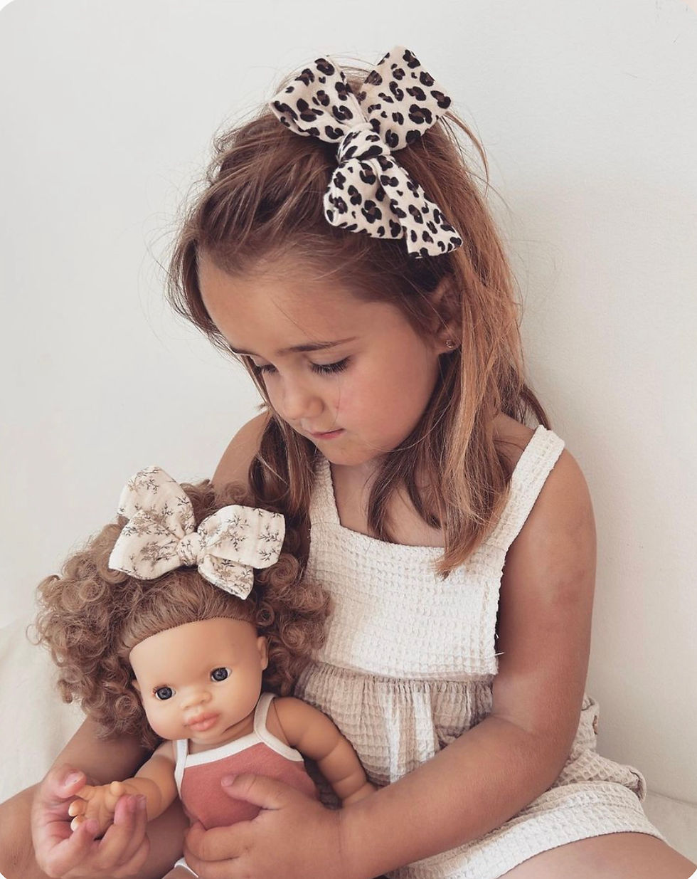 Miniature : Barrette bébé/fille noeud gaze de coton « Alba»