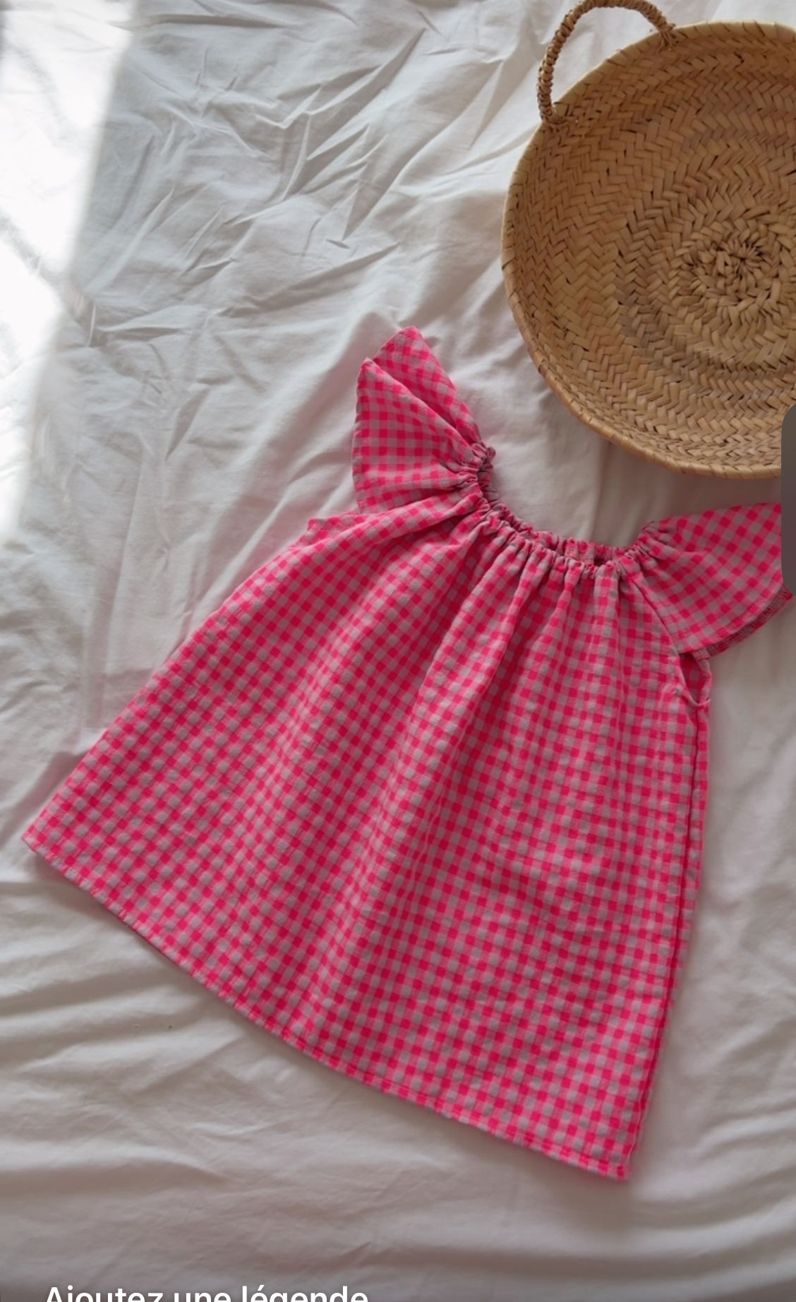 Blouse manches courtes "Vichy fushia"