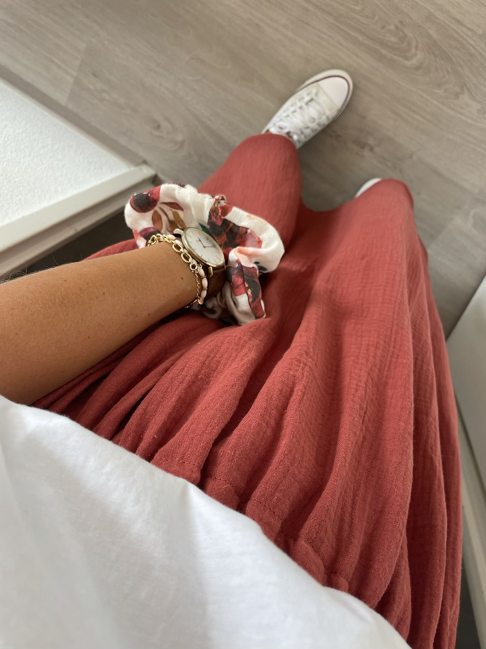 Thumbnail: Jupe Femme Gaze de coton "Terracotta"