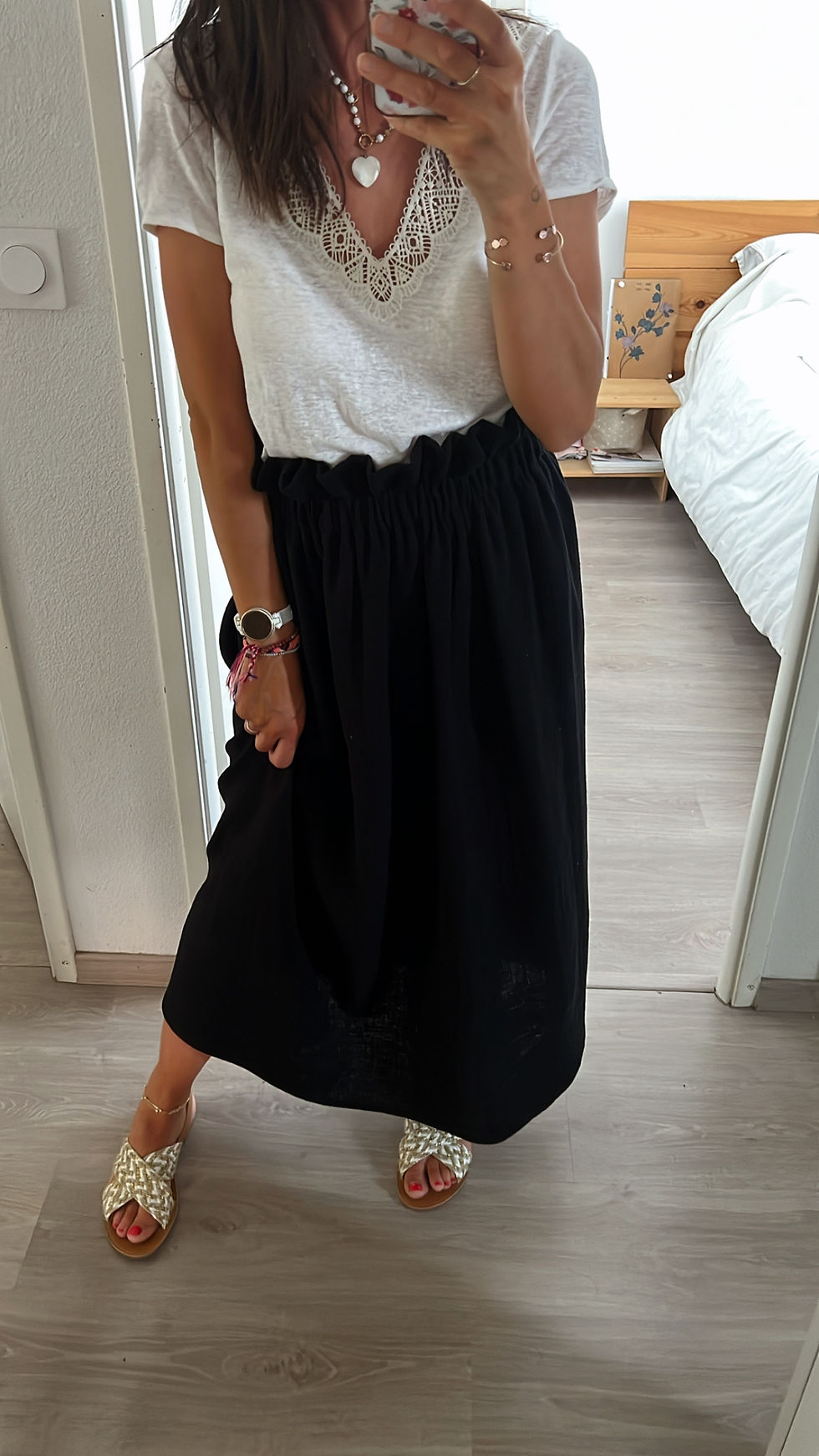 Miniature : Jupe Femme double Gaze de coton "Noir"
