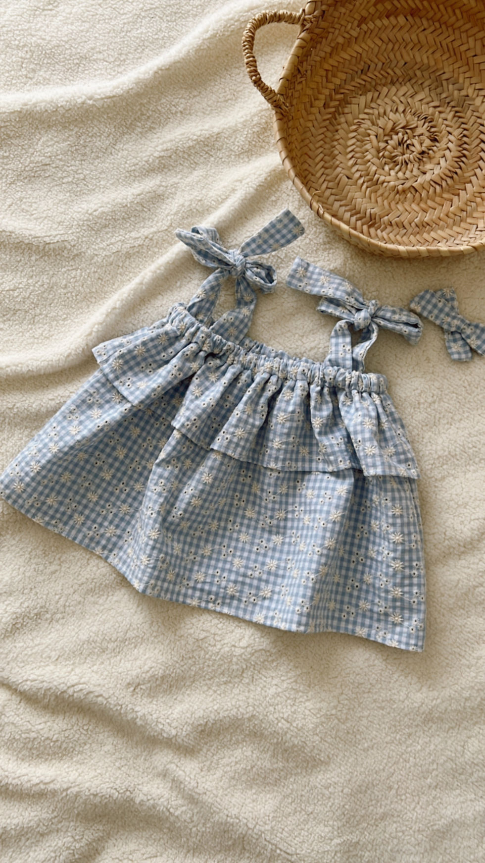 Miniature : Blouse à bretelles seersucker/coton gaufré   « Léon»
