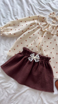 Thumbnail: Jupe bébé/fille gaze de coton "Chocolat "